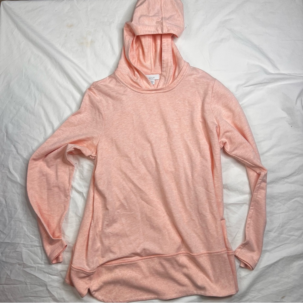 J. Jill Luxe Supima Hoodie Light Pink Casual Pockets Supima Cotton Sz PM L030223